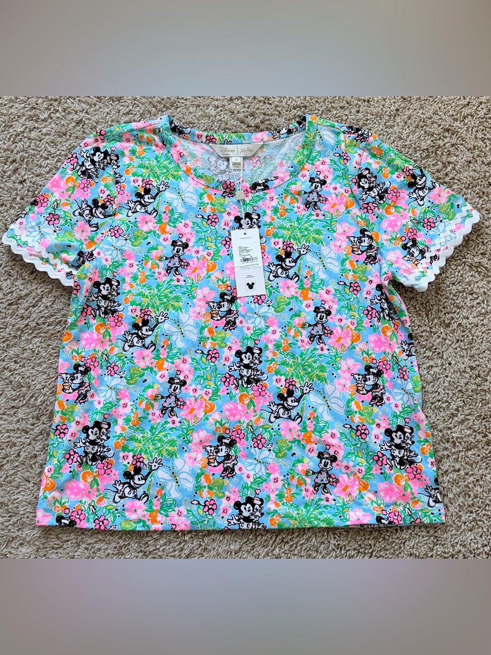 NWT Lilly Pulitzer Lilly Hearts Disney Clairmont Trimmed Knit Top Sz M